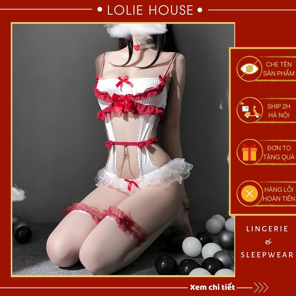 Cosplay y tá sexy phong cách anime, set đồ lót cosplay y tá có kèm choker cổ LOLIE HOUSE - CP51
