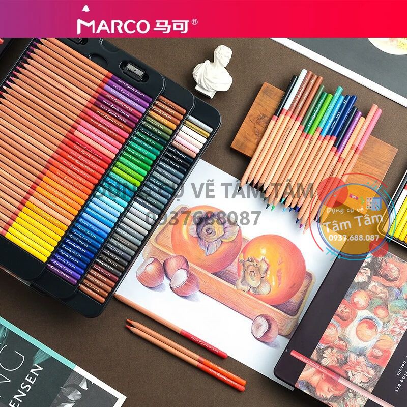 -Chì màu khô Marco Renoir 36/48/72/100/120 màu -