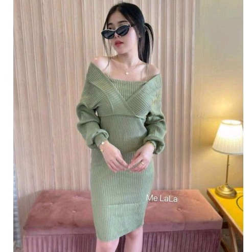 Đầm body tay dài ngực cổ V đắp chéo sang chảnh (A15