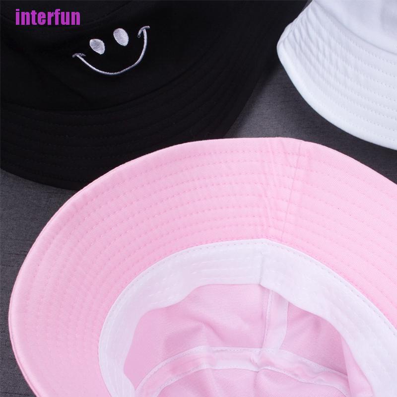 Nón Tai Bèo Chống Nắng Thêu Hình Mặt Cười Dễ Thương