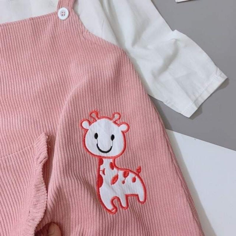 Set áo kèm yếm hồng cho bé gái có size 2/4/6 MH