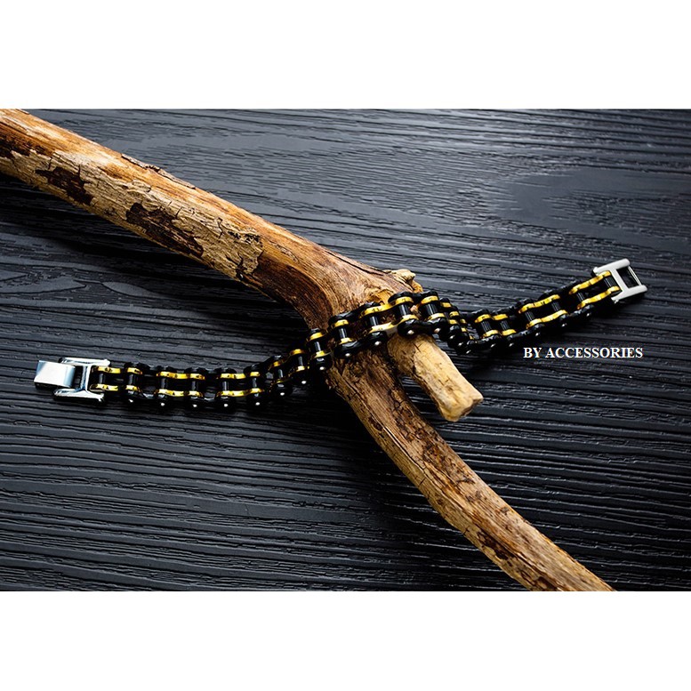 Lắc tay titan xích xe bản 11mm phối 2 màu không gỉ