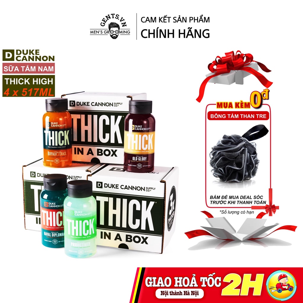 Hộp 4 chai sữa tắm nam Duke Cannon Thick High - Viscosity Body Wash 517ml