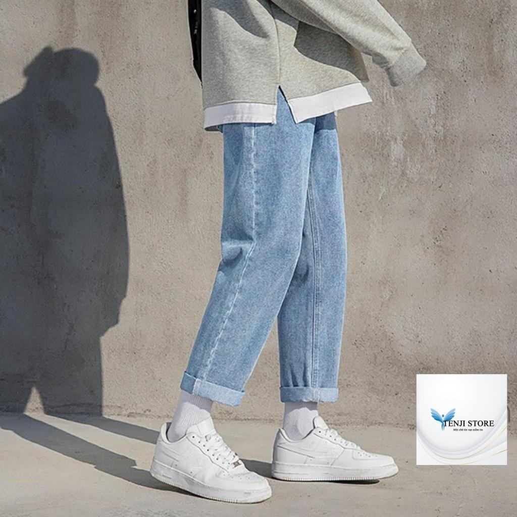 Quần Jean Nam TENJI STORE QJ035 Jean Nam Baggy Xanh Trơn Cao Cấp Trẻ Trung Phong Cách Cá Tính (44 - 70KG) | BigBuy360 - bigbuy360.vn