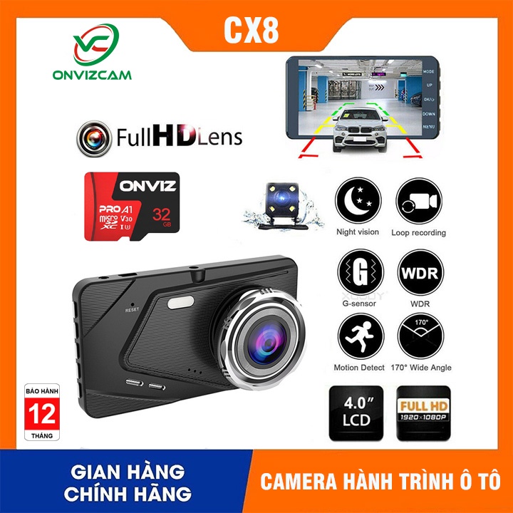 ⚡️FREESHIP⚡️CAMERA HÀNH TRÌNH Ô TÔ ONVIZCAM CX8, FHD 1080P, MÀN HÌNH IPS SIÊU NÉT, HIỂN THỊ 4 INCH, CHẤT LƯỢNG CAO | WebRaoVat - webraovat.net.vn