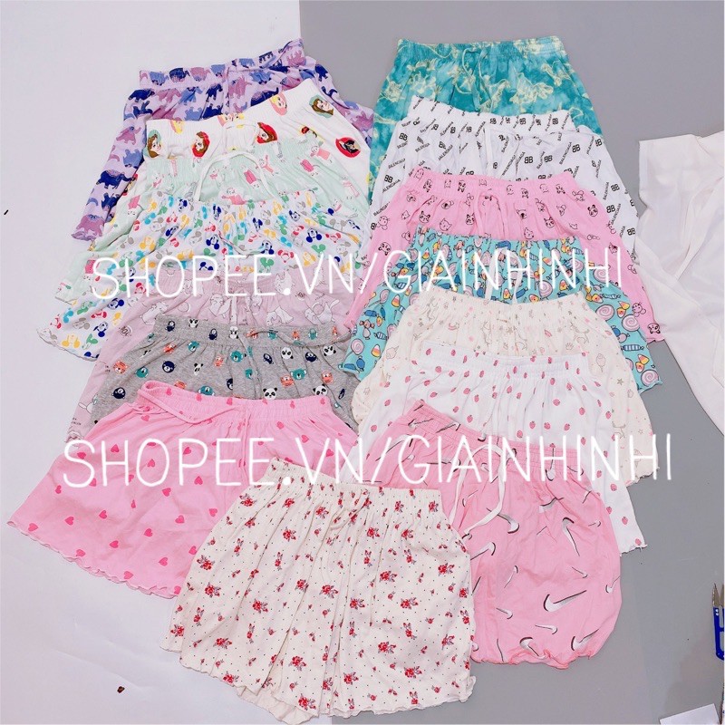 Quần short thun xòe nhiều hoạ tiết cạp chun, Quần ngủ vải cotton mịn mát co giãn QS0755 - NhiNhi Shop [Made in Vietnam]