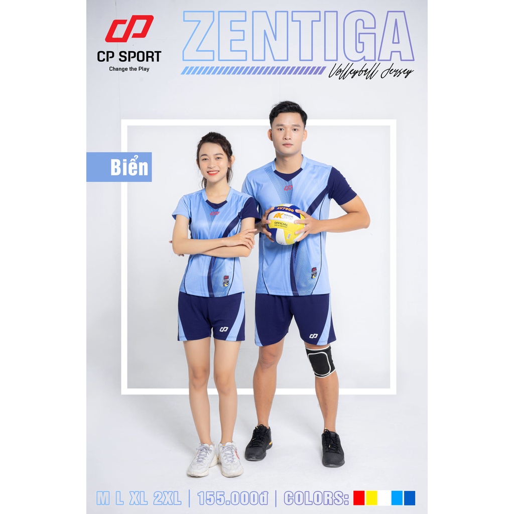Đồ bóng chuyền nam CP Zentiga - Bộ quần áo bóng chuyền vải mè sọc, thoáng mát, linh hoạt