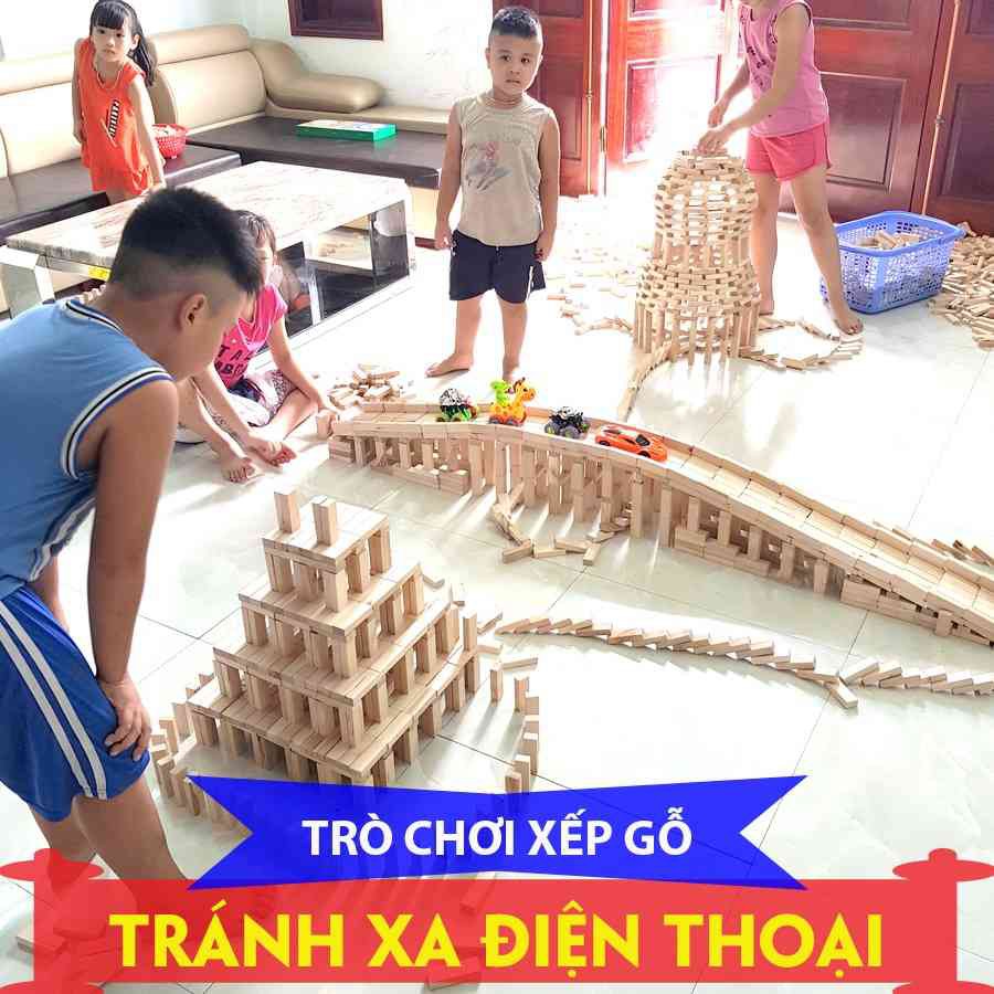 Bộ Chơi Rút Gỗ-Đồ Chơi Domino Montessori Lắp Ráp 54 Thanh An Toàn Rèn Luyện Trí Thông Minh Cho Bé Yêu