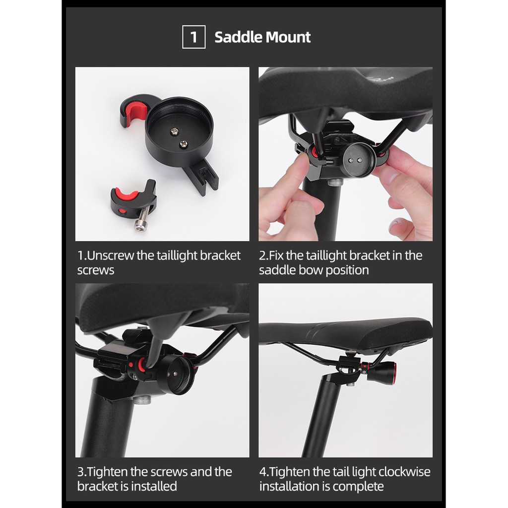 Rockbros Đèn LED Cảnh Báo Phía Sau Chống Thấm Nước IPx6 Q5 Dành Cho Xe Đạp