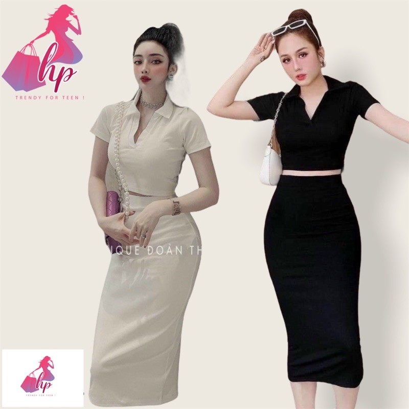 [Mã WAMT1505 giảm 10K đơn 0K] Set đầm váy body kèm áo croptop cổ bẻ mới 2021 | BigBuy360 - bigbuy360.vn