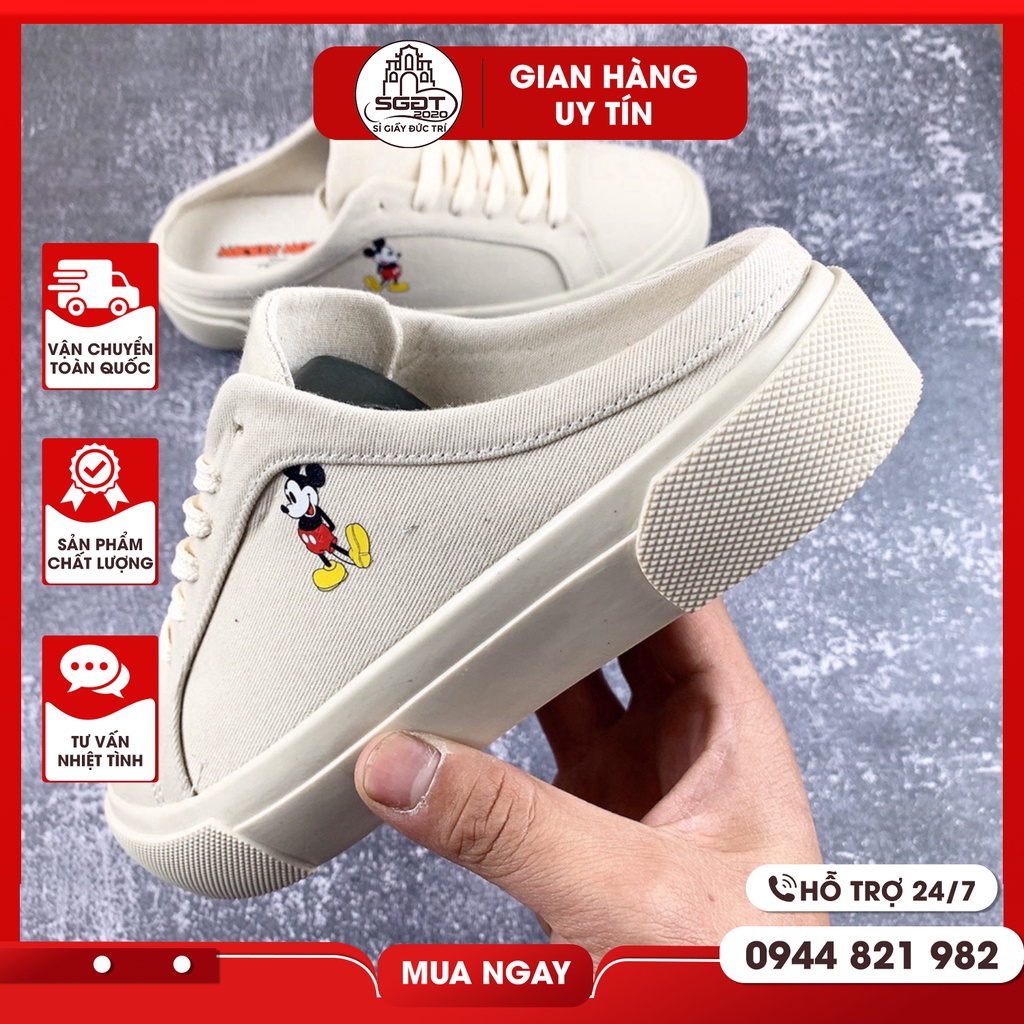 ⚡ Giày sục thể thao đế bằng, màu kem sữa - Phong cách Hàn Quốc