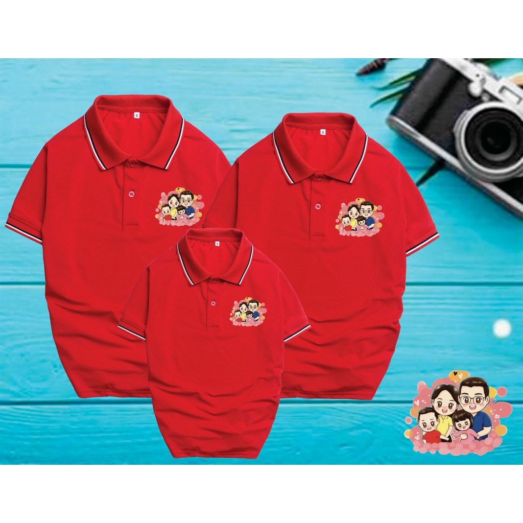 Áo Gia Đình 4 Người Có Cổ .Chất Liệu Poly Thái 4 Chiều Đủ Size Cho Tất Cả Các Thành Viên Trong Gia Đình Từ 8 Đến 100kg .