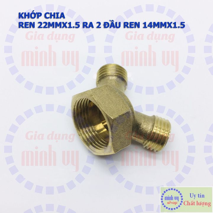 Khớp chia Y ren trong 22mmx1.5 ra 2 đầu 14mmx1.5