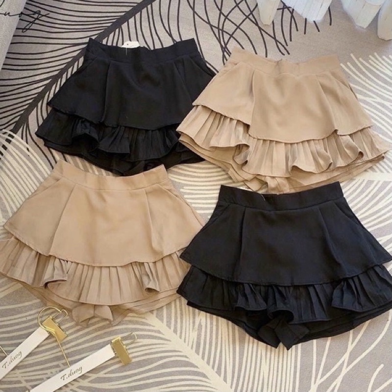 Chân Váy Quần 2 Tầng Xoè Xếp Ly Tầng Dưới Kèm Túi Tiện Lợi Có Quần 002 FIORI STORE