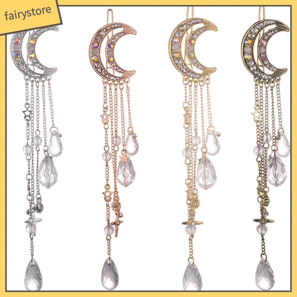 Kẹp Tóc Hình Trăng Lưỡi Liềm Đính Đá Thời Trang