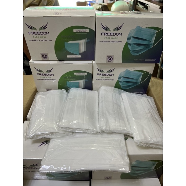 HỘP 50 CÁI KHẨU TRANG TRẮNG 4 LỚP DỄ THỞ HÀNG
