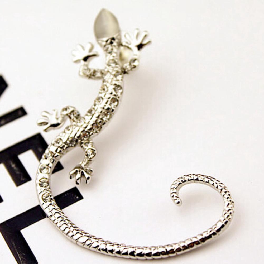 Bông tai hợp kim mạ vàng / bạc kiểu dáng con thằn lằn độc đáo lạ mắt 5.7cm*3.6cm