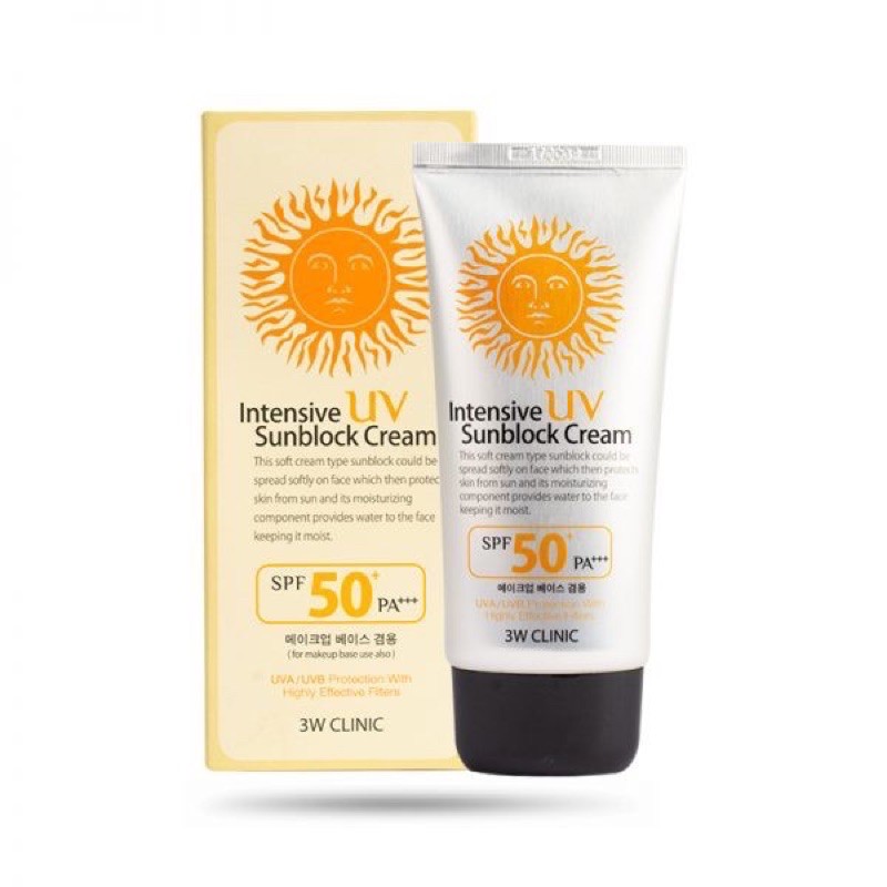 Kem chống nắng 3W Clinic Intensive UV Sunblock Cream SPF 50 Pa+++ dùng được cho mặt và body 70ml
