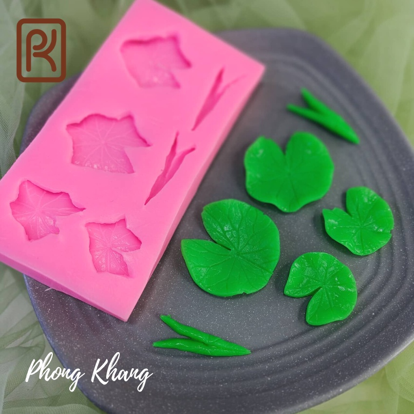 Khuôn silicon 4d Phong Khang làm rau câu lá sen tròn và cuốn sen nhỏ