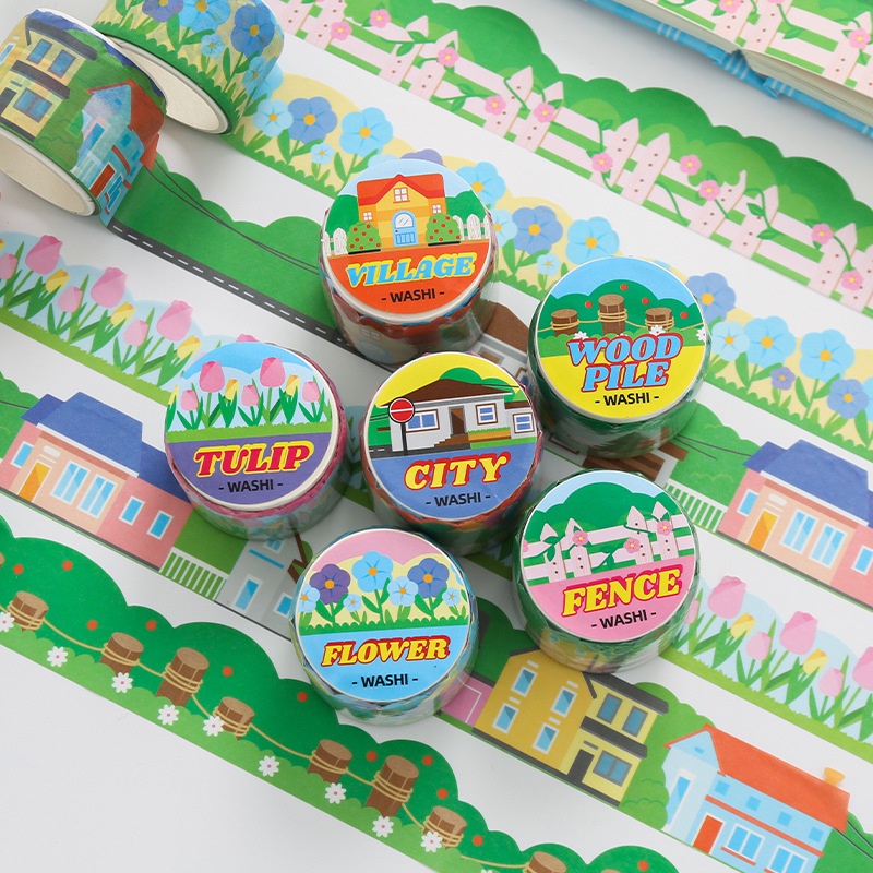 Peach 1Pcs Small and fresh landscape shaped leisurely sticker Diary Scarpbooking DIY Decoration Washi Tape