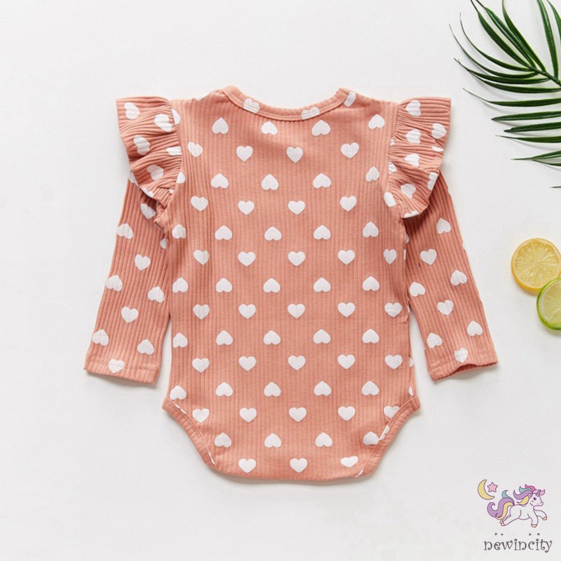 Jumpsuit Tay Dài Hoạ Tiết Trái Tim Phong Cách Hàn Quốc Cho Bé Gái