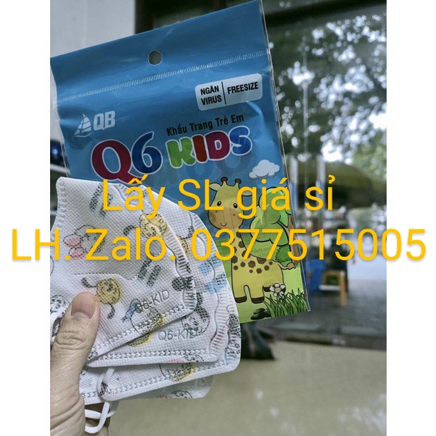 Khẩu trang trẻ em 6D/Q6 Kids nhiều hình cho bé trai/gái từ 2 đến 5t Ôm mặt dễ thở'