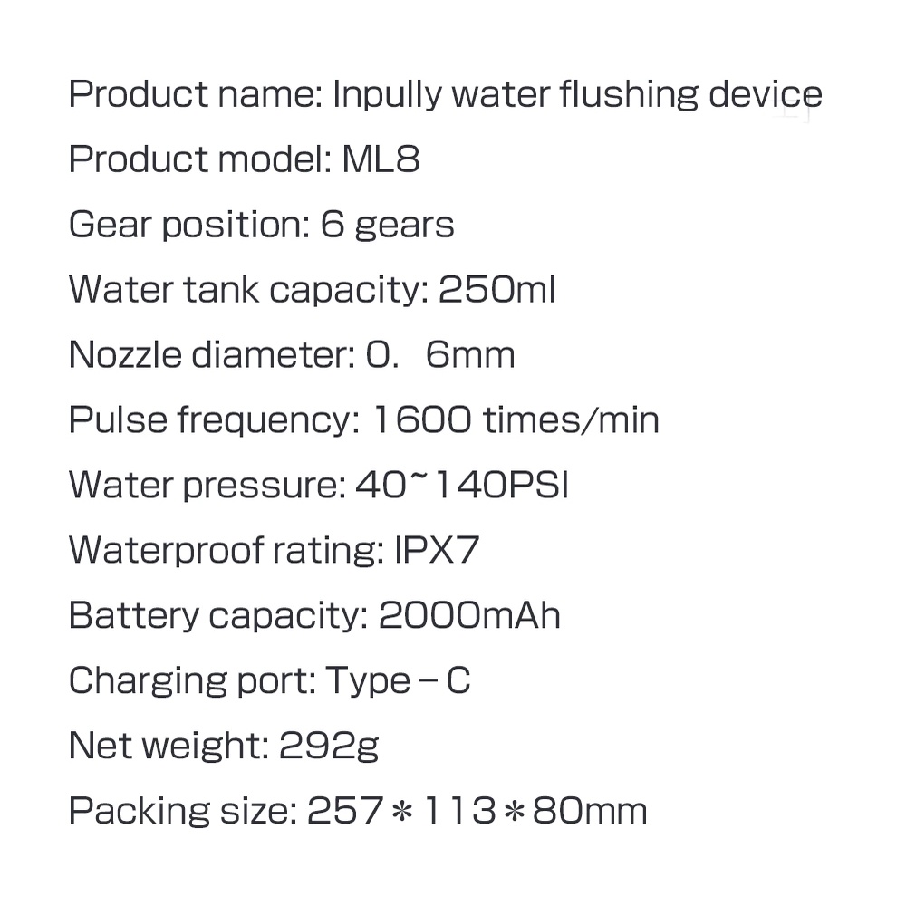 Máy tăm nước Enpuly ML8 pin 30 ngày, chống nước IPX7, bình chứa nước lớn 250 ml