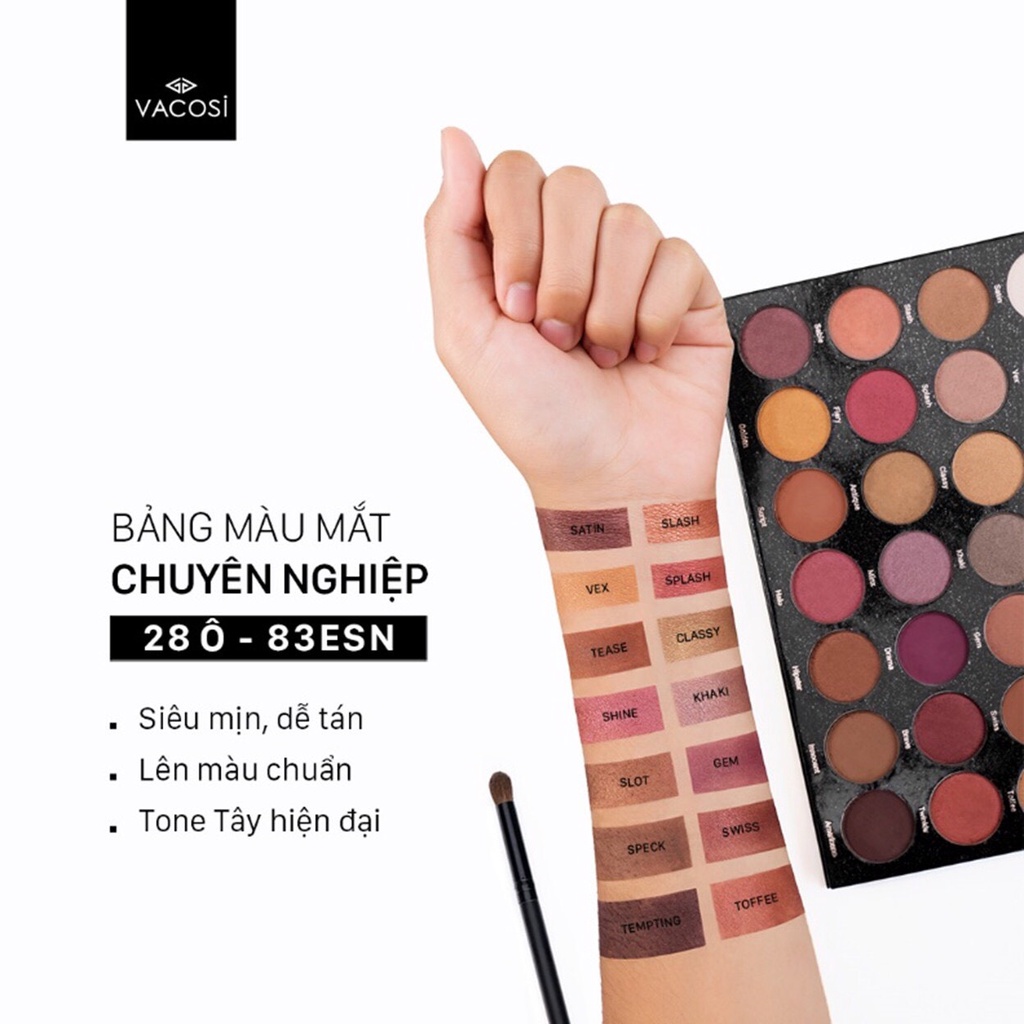 Bảng phấn mắt CHUYÊN NGHIỆP VACOSI  28 Ô SHIMMER NATURAL | BigBuy360 - bigbuy360.vn