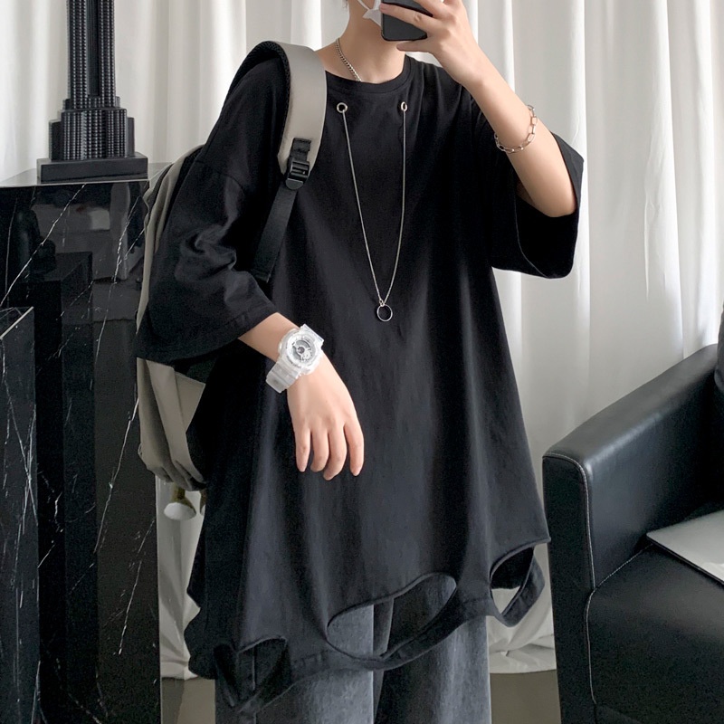 Áo Thun Nam Tay Lửng Dáng Rộng Phong Cách Hip Hop Hàn Quốc