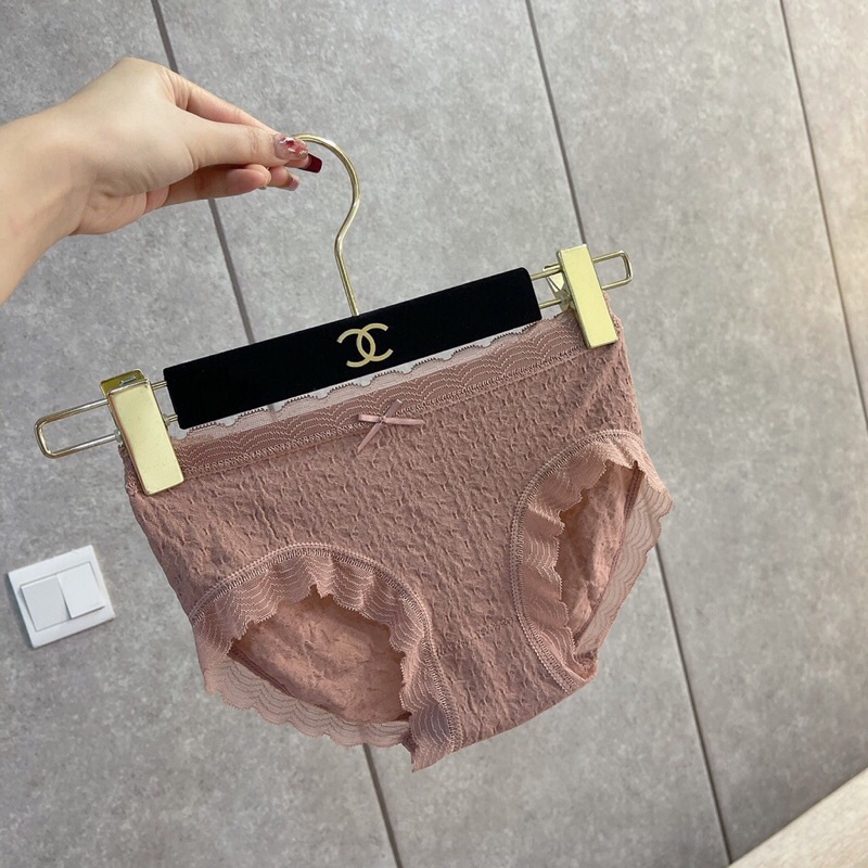 Hộp 5 quần lót cotton nhăn rum đính nơ viền ren 021