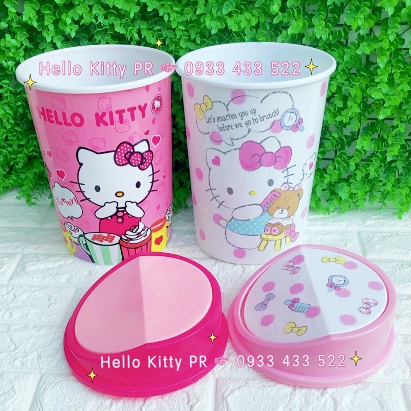 Thùng rác nắp lật Hello Kitty