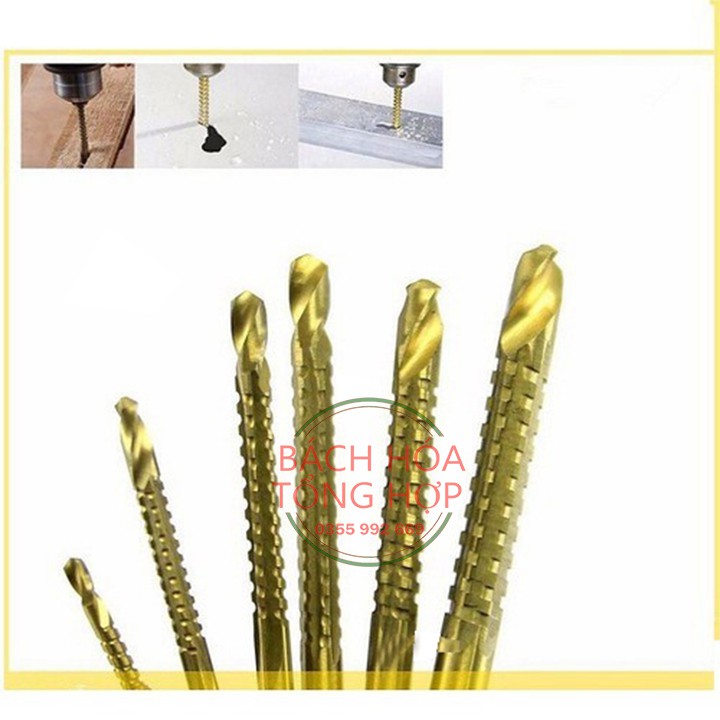 Mũi khoan Bộ 6 mũi khoan răng cưa 3-8mm phủ Titanium