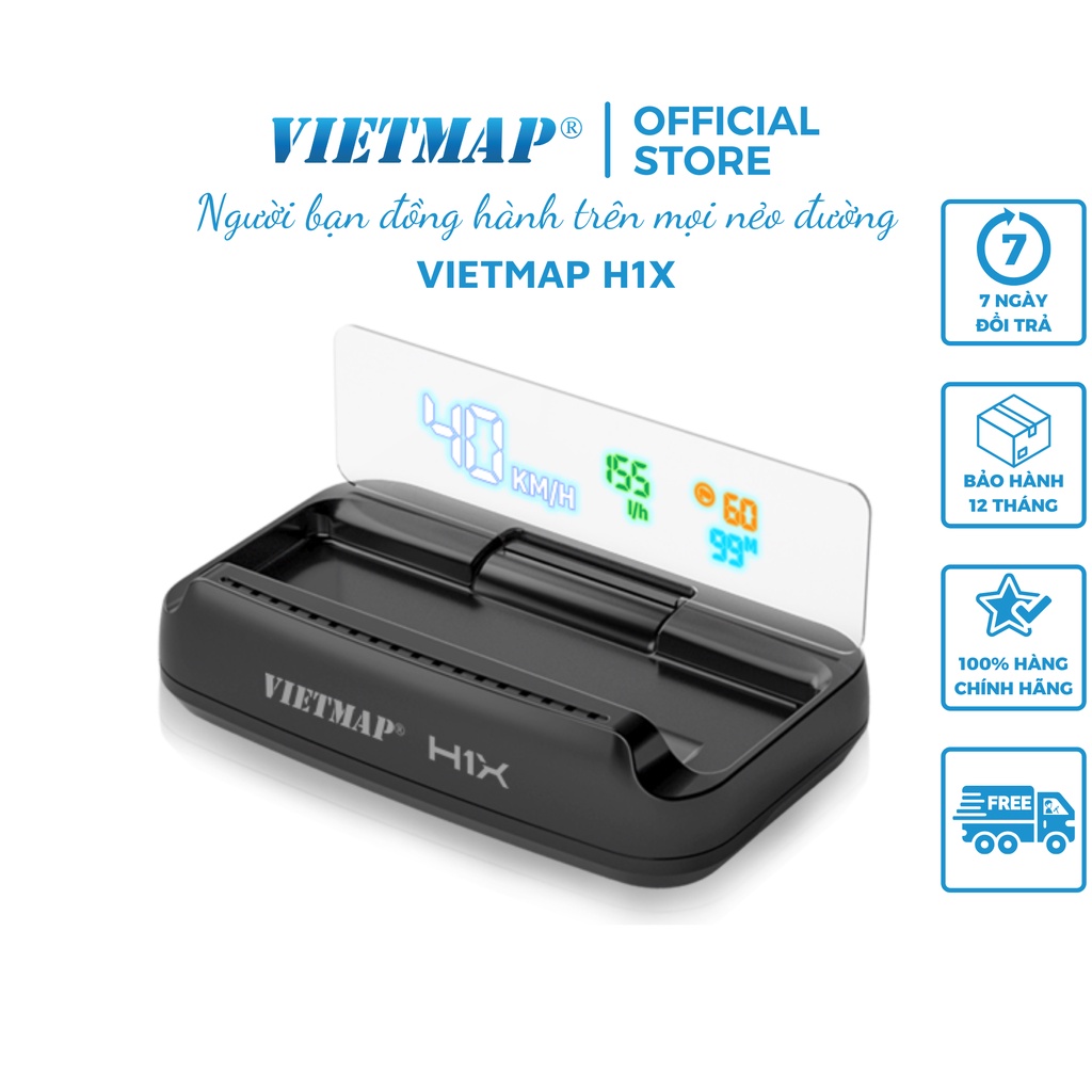 VIETMAP H1X - Màn Hình HUD Hiển Thị Thông Minh (dùng cho xe đời 2017 trở lên)- Hàng Chính hãng