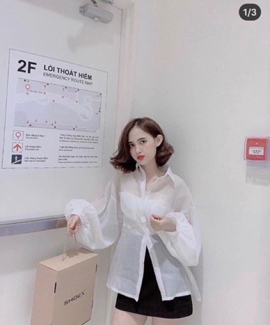 ÁO SƠ MI TAY PHỒNG SIÊU TO VOAN MỎNG - S0U
