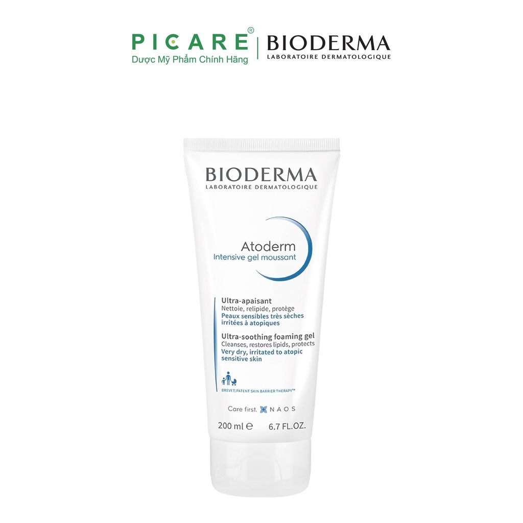 Gel rửa mặt dành cho da rất khô, nhạy cảm bị kích ứng Bioderma Atoderm Intensive Gel Moussant 200ml