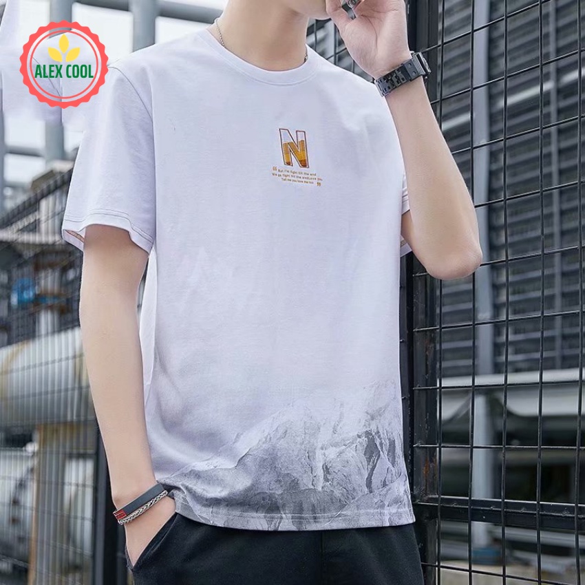 Áo thun nam, áo phông nam tay ngắn cổ tròn chất thun cotton co giãn 4 chiều hình N alex cool