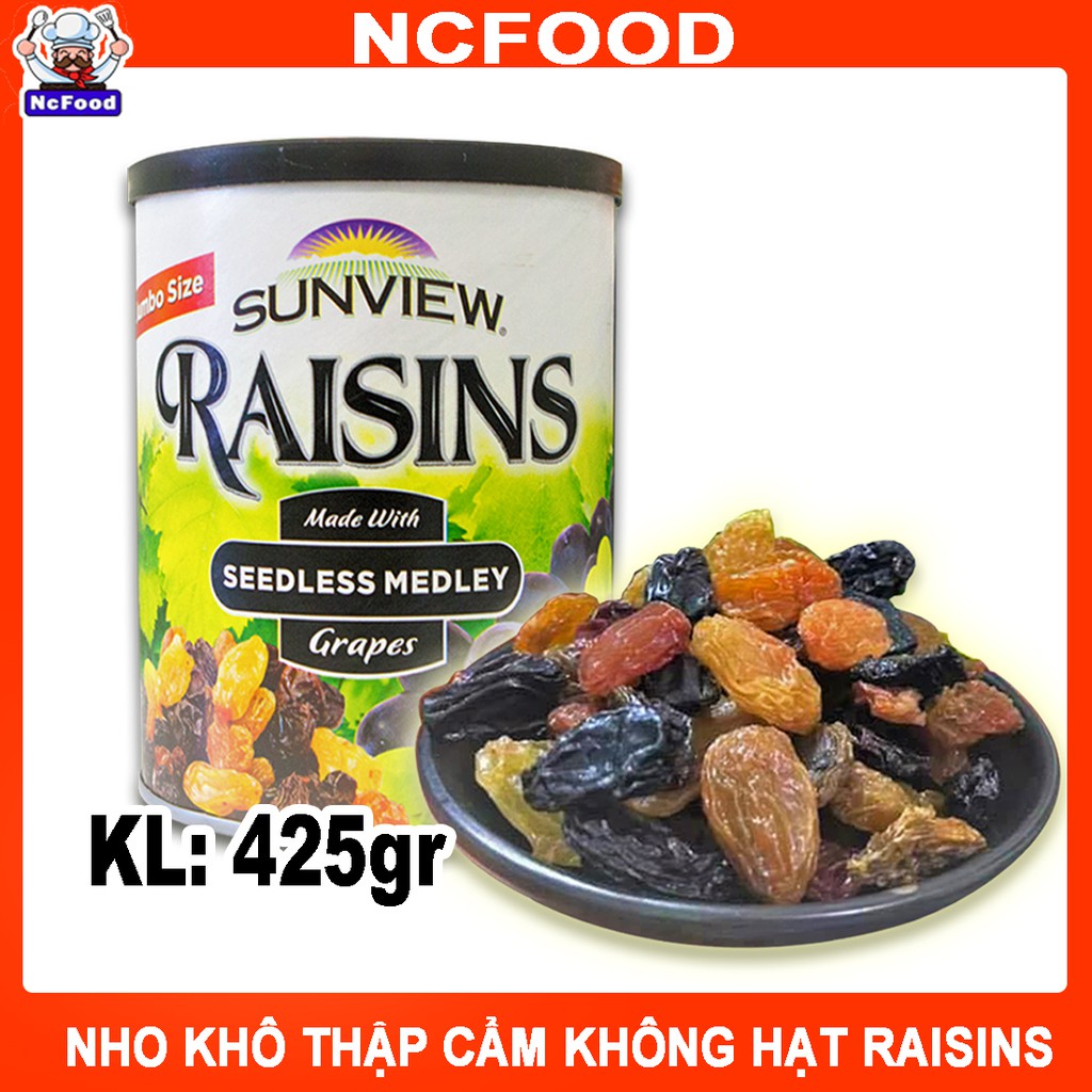 Nho Khô Mỹ Không Hạt Sunview Raisins Seedless Medley 425g (Nho Thập Cẩm ) NCFOOD