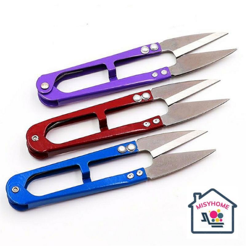 Kéo bấm cắt chỉ len viền vải thừa giấy văn phòng gia đình mini mũi nhọn bỏ túi bằng thép pin sắc bén nhiều màu Misyhome