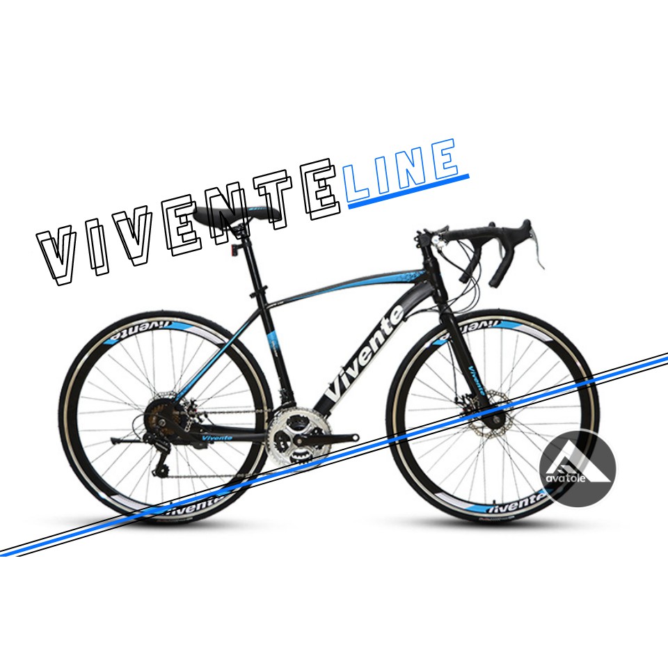 Xe đạp đua VIVENTE LINE, Khung sườn hợp kim thép Cao Cấp, Hệ thống truyền động Shimano 21 tốc độ, Màu Xanh Dương Đen