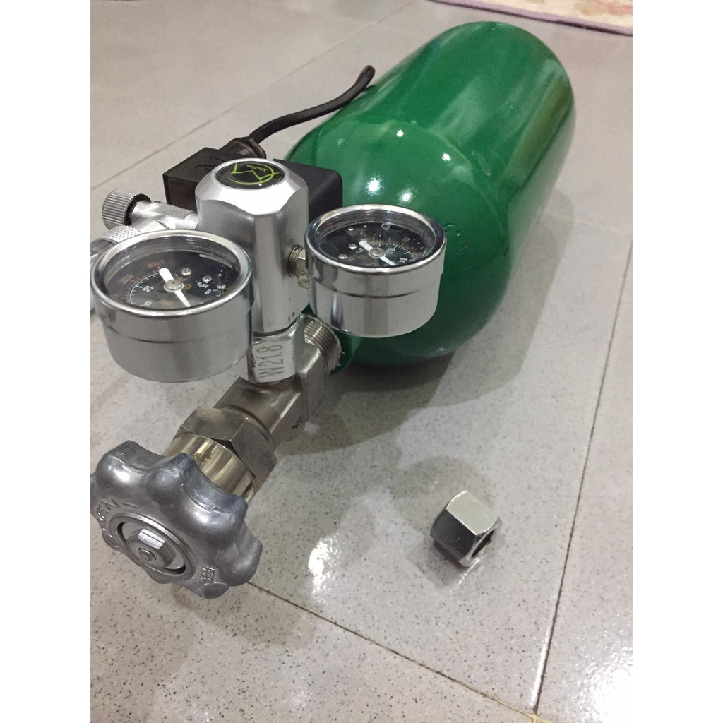 Bình thép nhật 2kg loại lùn + van điện Mufan