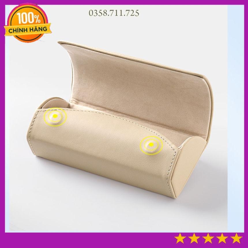 Hộp đựng kính trên xe hơi phiên bản cao cấp, Hộp kính da PU cao cấp hút nam châm nhiều màu thời trang