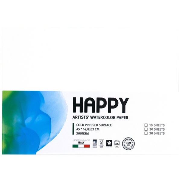 Giấy Happy Watercolor 300 GSM A5 10S HA300A5 (10 Tờ)