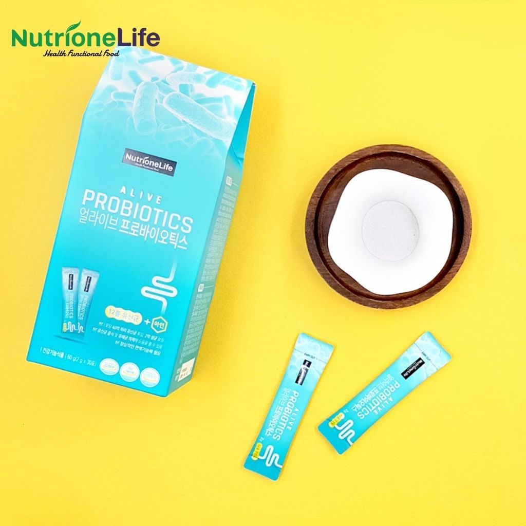 Combo 10 Gói Men Vi Sinh NUTRIONELIFE Alive Probiotics Bổ Sung Lợi Khuẩn Hàn Quốc, Tăng Cường Miễn Dịch 2g/Gói