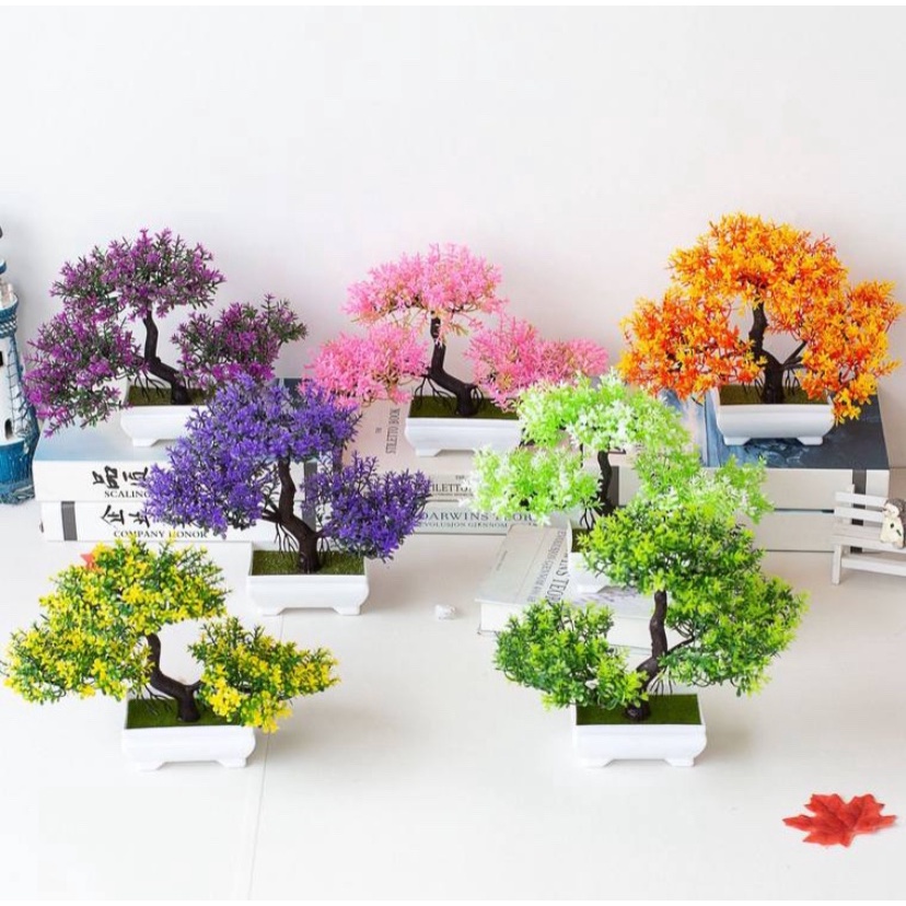Chậu cây giả Bonsai trang trí,Chậu cây Phú Quý Cát Tường để bàn trang trí decor siêu đẹp C802