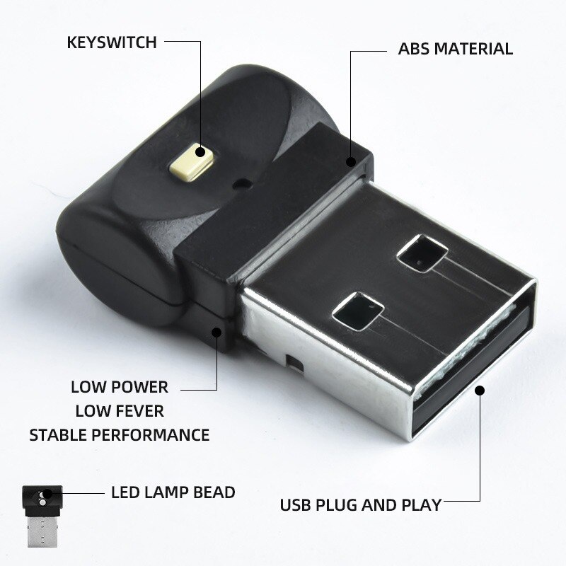 1 Đèn LED USB 7 Màu Mini Trang Trí Nội Thất Xe Hơi