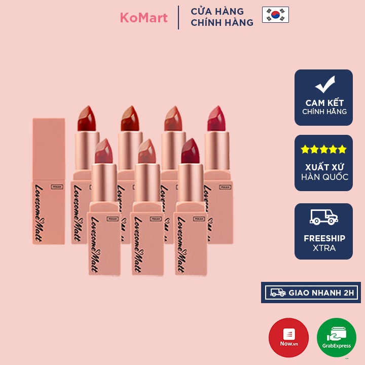 Son Thỏi Lì Mịn Môi Lâu Trôi Màu Sắc Tự Nhiên LOVESOME MATT PEKAH LIPSTICK 3.3g