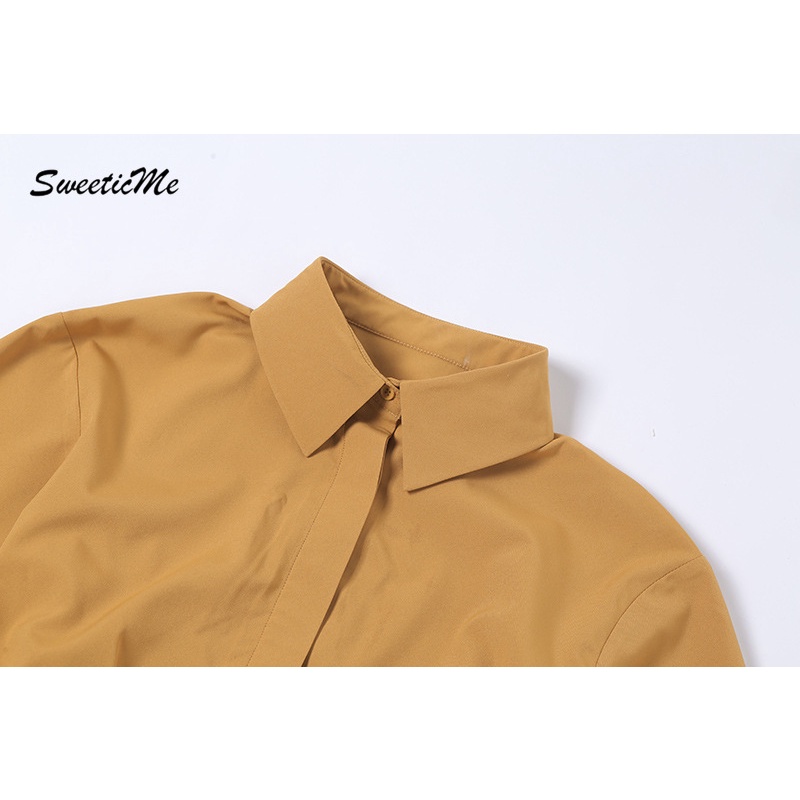 Áo sơ mi dài tay ôm eo thiết kế mới dành cho nữ 2021 | BigBuy360 - bigbuy360.vn