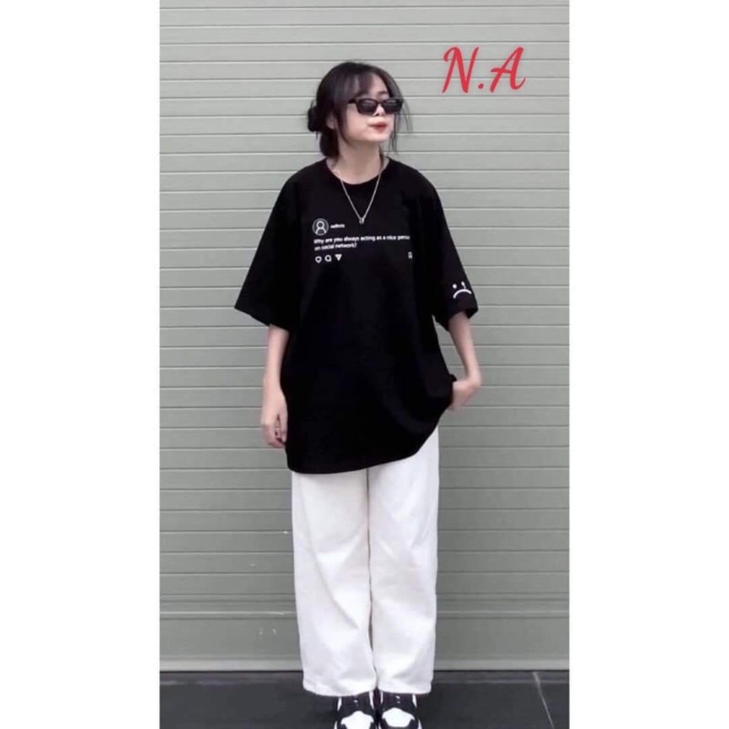 Set Quần Dài Trắng suông Áo Sadboiz Nữ [FREESHIP Bộ đồ culottes trơn  kèm thun form rộng tay lỡ in hình vintage Ulzzang