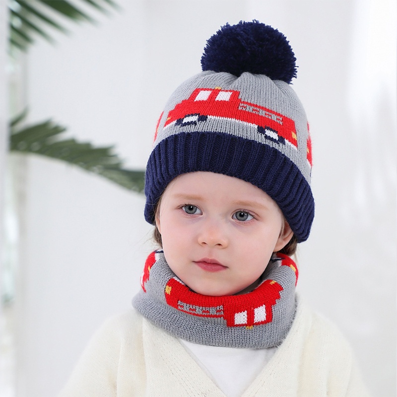 Set Mũ beanie + Khăn Choàng Cổ Cho Bé 0-4 Tuổi