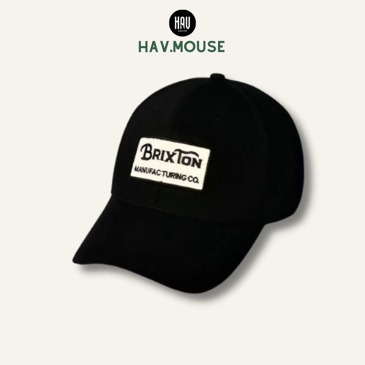 Nón kết mũ lưỡi trai Đen logo thêu Brixton dành cho mọi lứa tuổi Free size